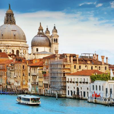 Grand Canal And Basilica Santa Maria Della Salute In Sunny Day Venice Italy