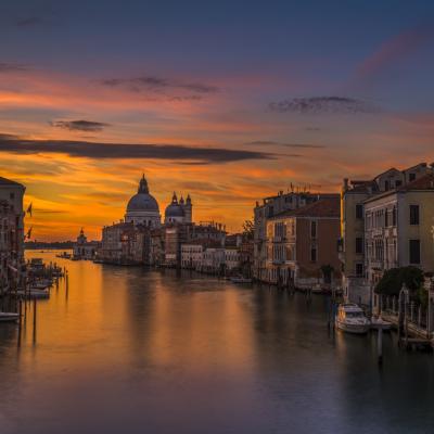 Venice River At Sunset